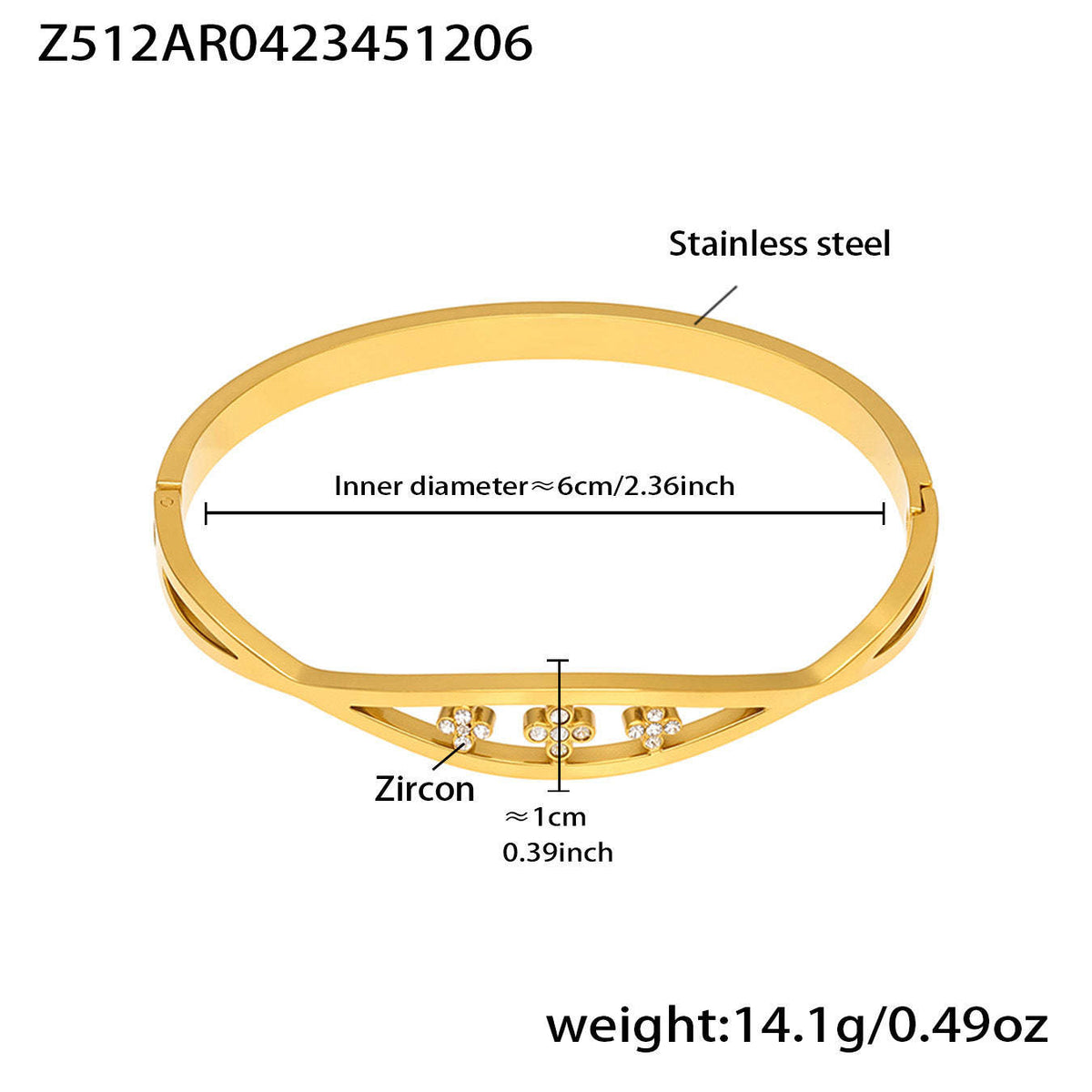 B廠-不鏽鋼單排鑽鋯石卡扣手鐲組合歐美時尚潮酷手飾品鍍18k金不掉色「Z512-15」25.12-2