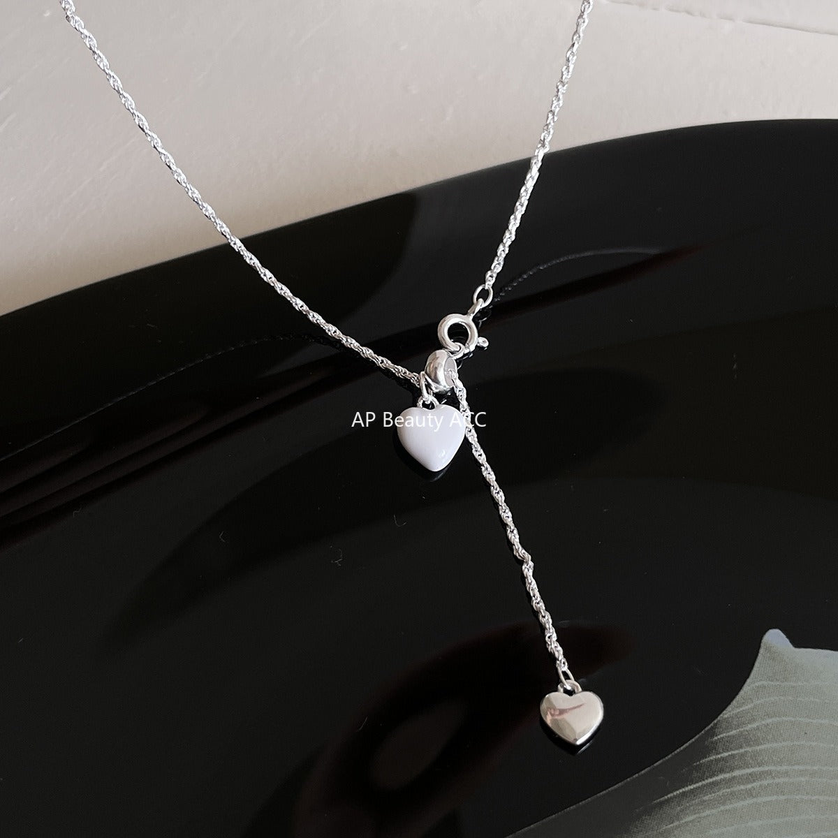 C廠-925純銀韓版抽拉式愛心吊墜項鍊女ins風簡約百搭OL通勤日常鎖骨鏈「XL-1222」25.11-1