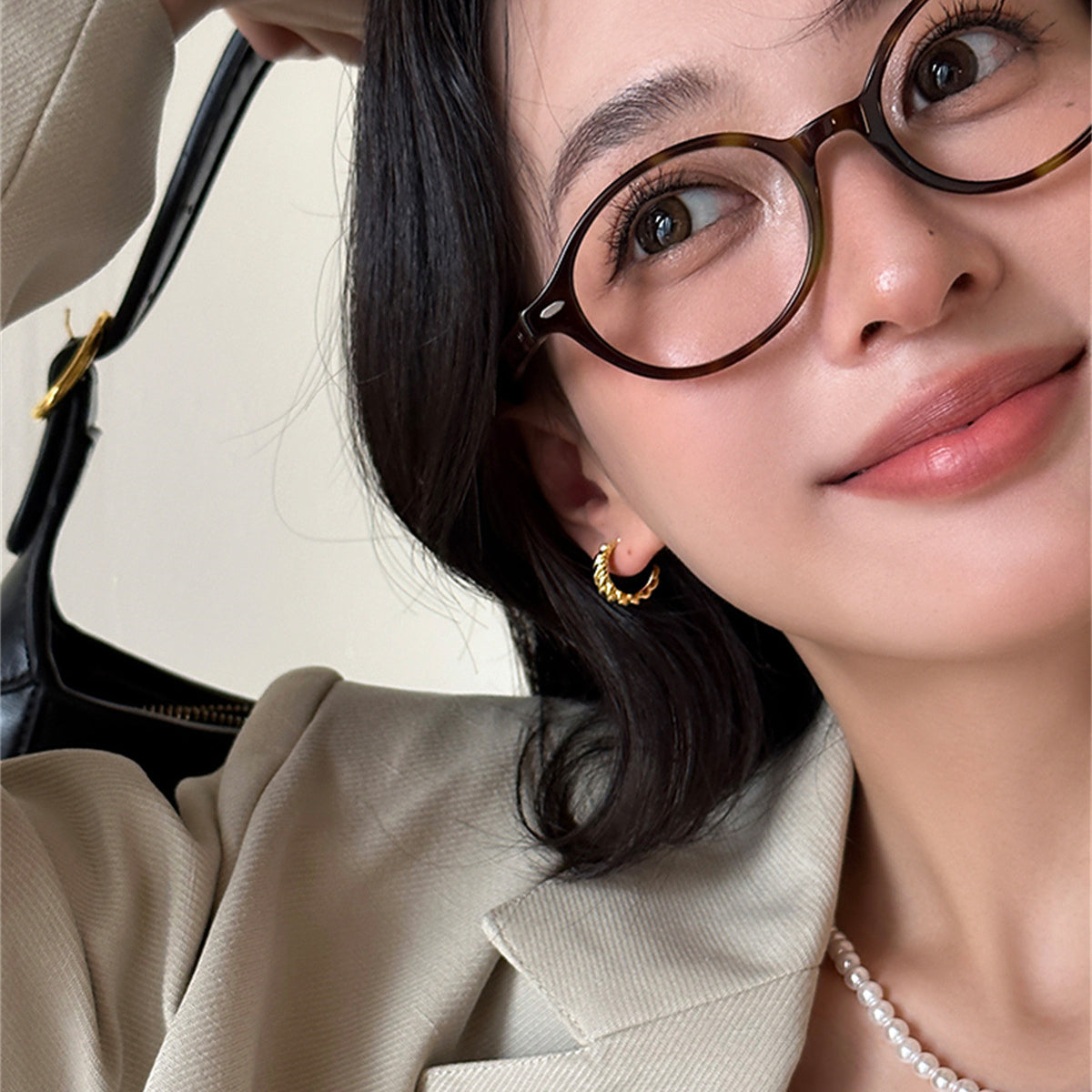 C廠-輕奢復古感麻花銀針耳釘女韓版小眾高級感C形耳環時尚百搭ins耳飾「EH-3818」25.08-4