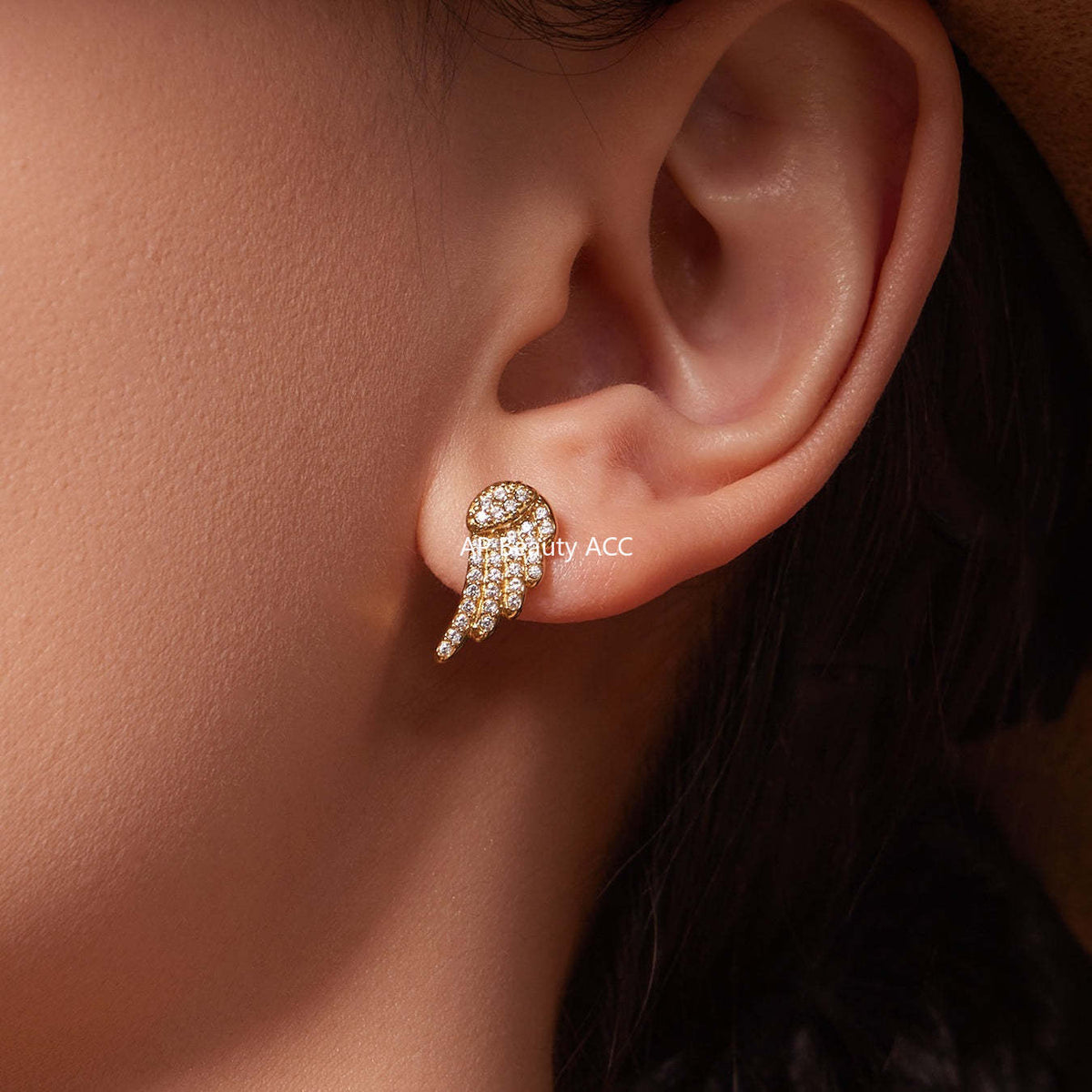 B廠-超閃5A鋯石小翅膀造型手鍊項鍊耳環戒指套裝不鏽鋼鍍18k金「TXP486」25.11-4