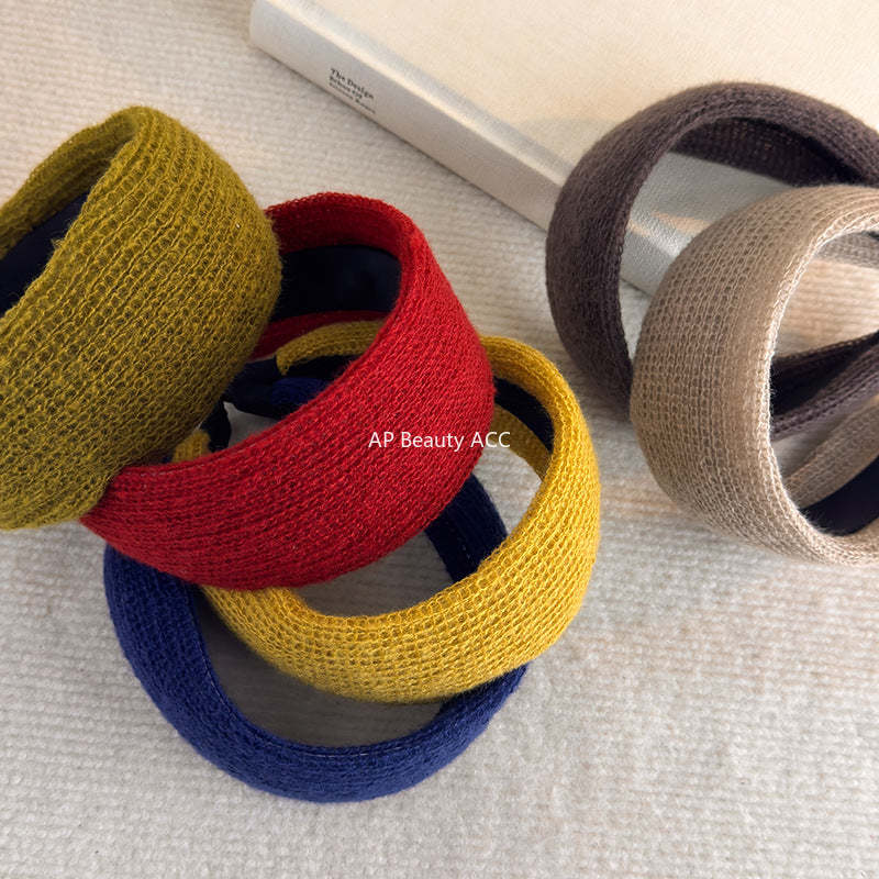 E廠-秋冬針織高顱頂毛線寬邊髮箍女高級感洋氣時尚壓髮頭箍髮卡頭飾潮「27794」25.12-3