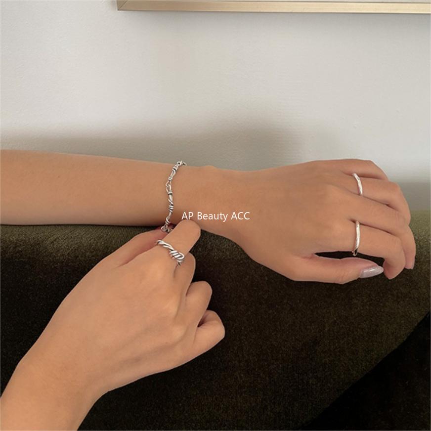 F廠-韓版飾品925純銀扭線戒指個性氣質百搭小紅書INS戒指指環「J1915」25.10-5