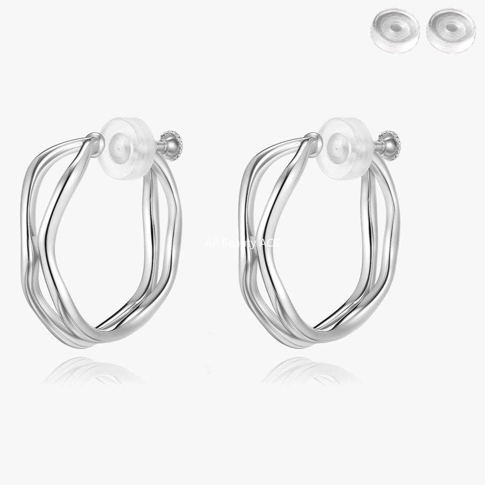 C廠-極簡百搭雙層不規則耳夾女小眾高級感時尚耳環精緻氣質秋冬耳飾「EJ-60」25.12-3