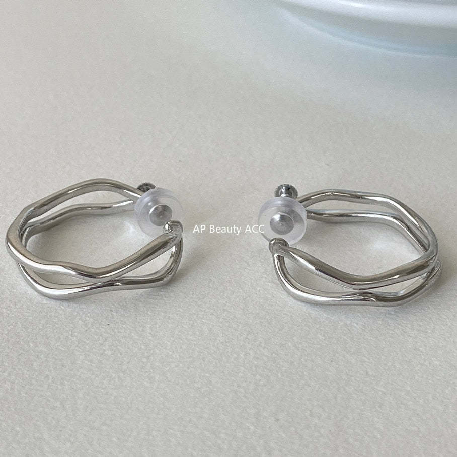 C廠-極簡百搭雙層不規則耳夾女小眾高級感時尚耳環精緻氣質秋冬耳飾「EJ-60」25.12-3