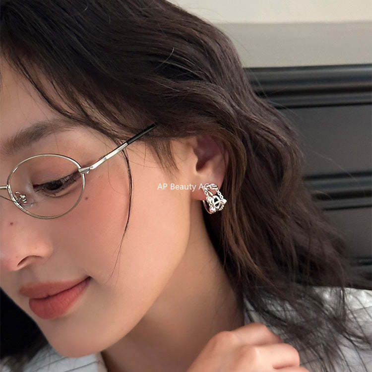 C廠-小眾設計感鏤空豬鼻子耳釘女潮流百搭氣質時尚高級感耳環簡約耳飾「EH-4107」25.10-5