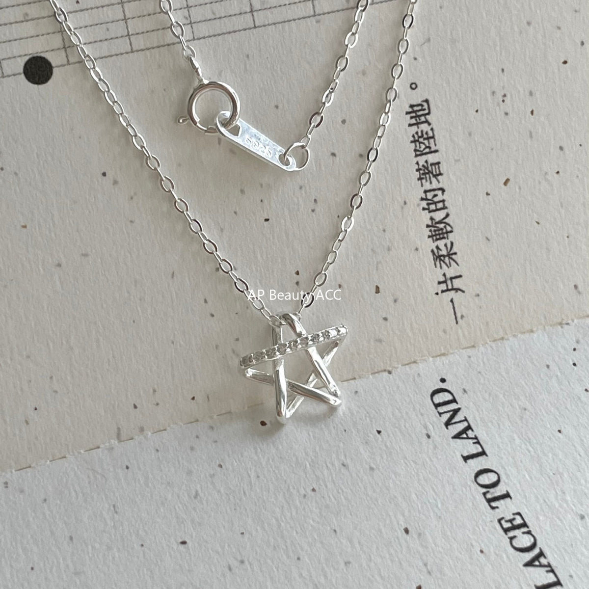 F廠-韓國韓版925純銀鋯石星星項鍊簡約氣質ins小紅書項鍊「B1381」25.11-1