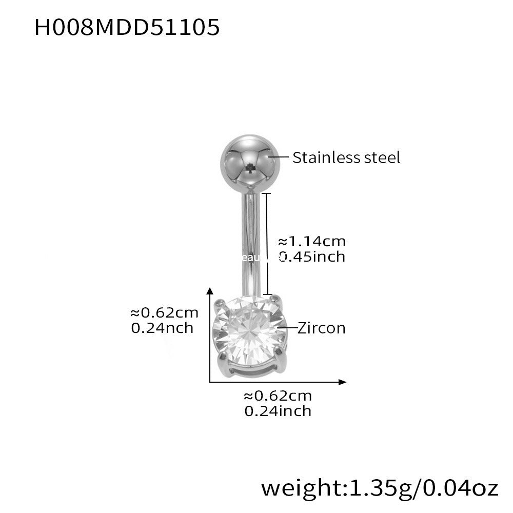 B廠-超閃5A鋯石愛心水滴造型肚臍釘不鏽鋼18k鍍金歐美穿刺飾品「H001」25.11-2