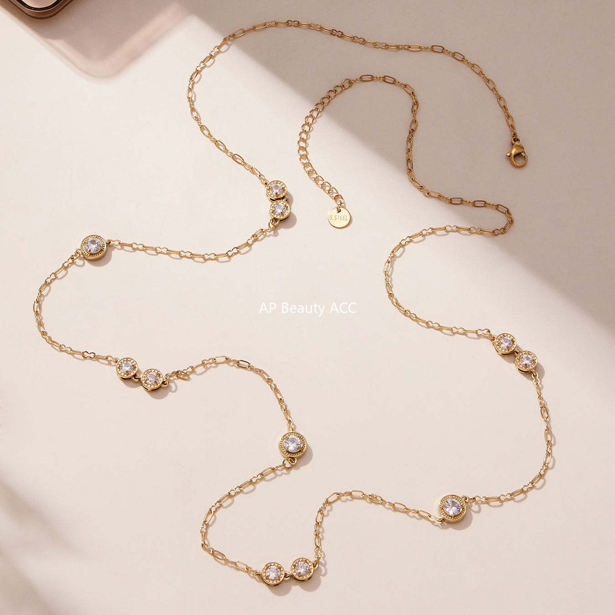 B廠-法式秋冬超閃爪鑽5A鋯石長款毛衣鏈不鏽鋼鍍18k真金不掉色「M083」25.11-3