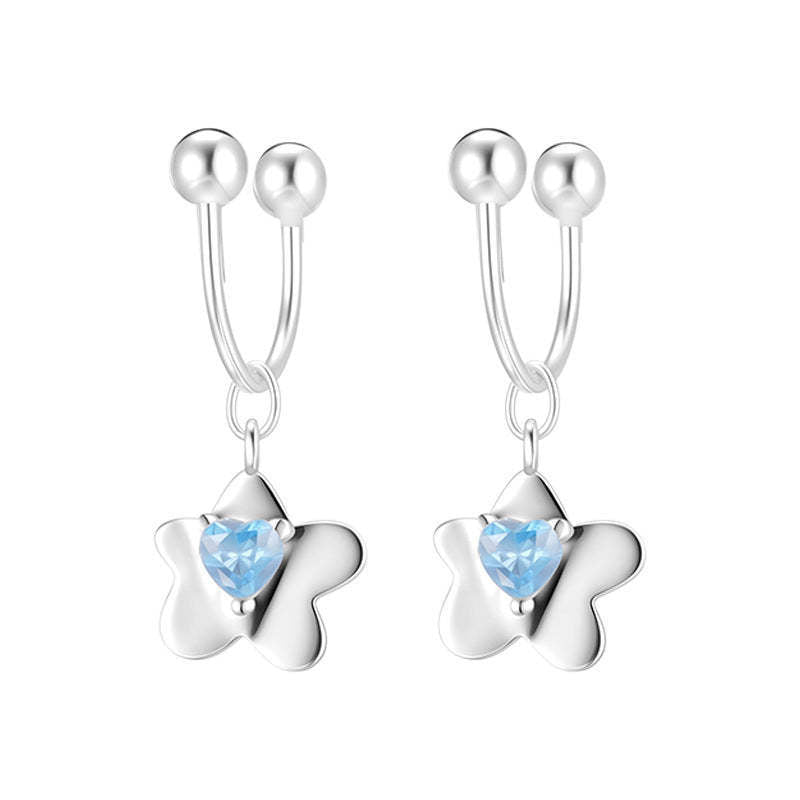 C廠-精緻韓系花朵吊墜耳釘女百搭甜美氣質銀針愛心耳環簡約甜酷風耳飾「EH-4340」25.11-4