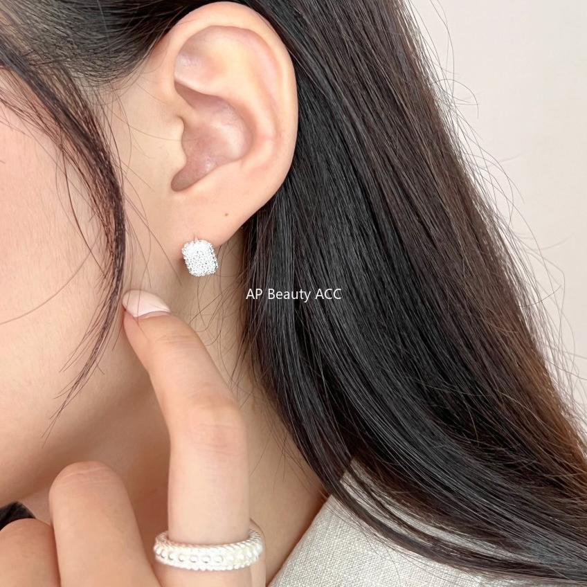 F廠-韓國韓版925純銀鋯石耳釘耳扣女簡約時尚ins風耳環耳飾「C1028」25.11-2