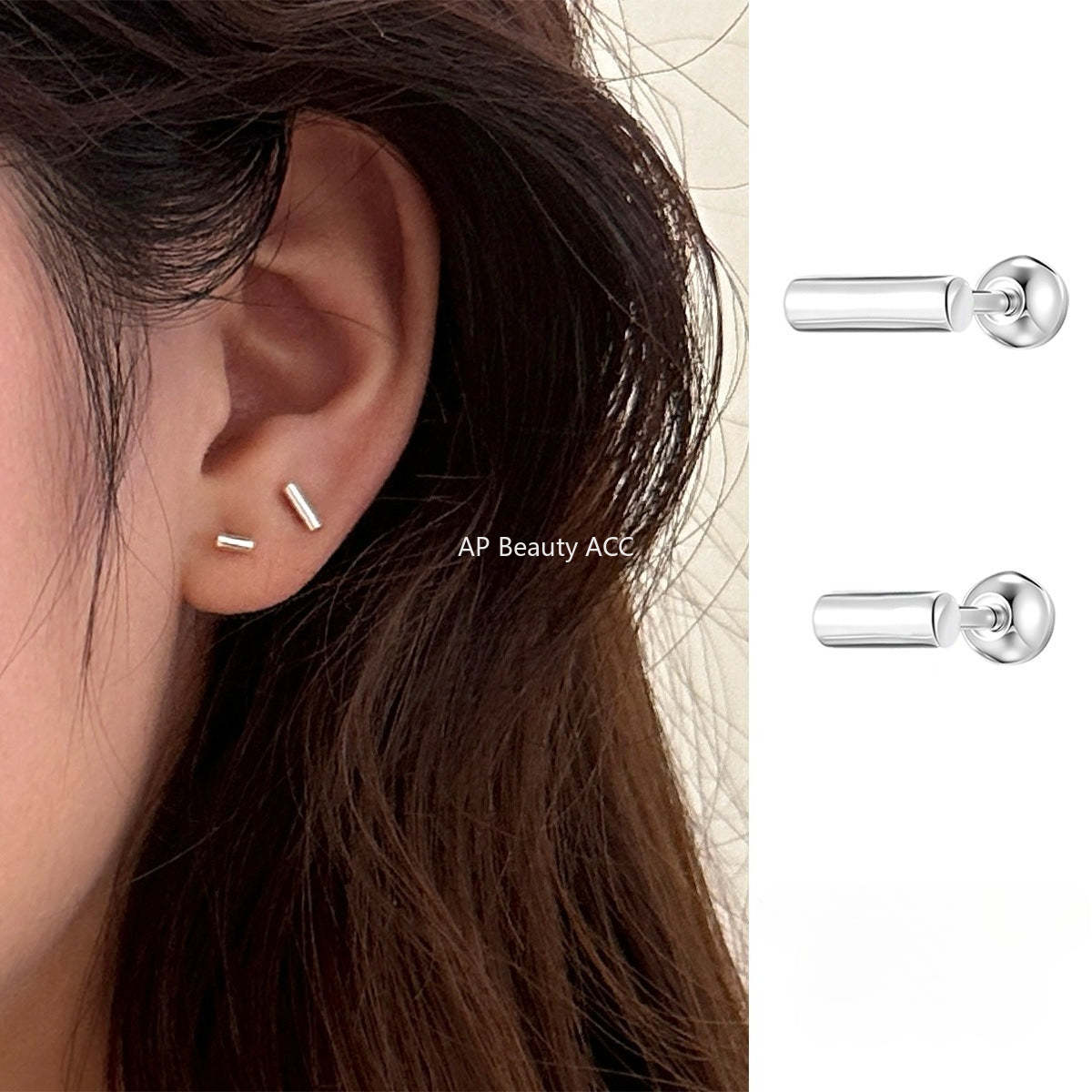 C廠-925純銀極簡日常幾何小方塊耳釘女百搭高級感養耳洞耳環秋冬耳飾「EH-4187」25.12-3