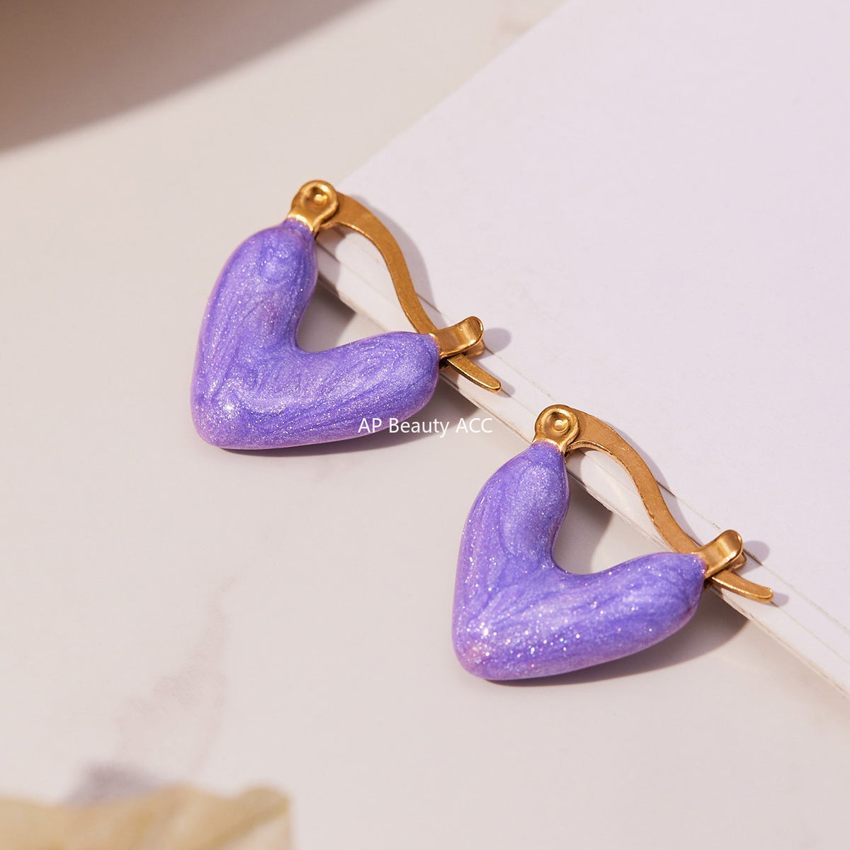 B廠-ins跨境熱銷款不對稱滴油愛心耳環輕奢高質感耳扣鍍18k真金「F924」25.11-2