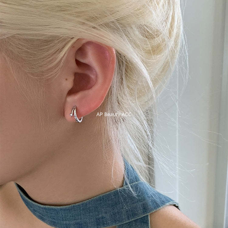 C廠-小眾輕奢四芒星耳環女設計感時尚氣質銀針耳環簡約百搭高級感耳飾「EH-4336」25.11-4