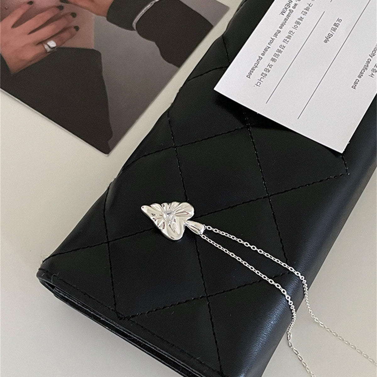 C廠-簡約褶皺愛心項鍊女小眾設計感通勤純銀鋯石鎖骨鏈輕奢高級感頸鏈「XL-1204」25.10-1
