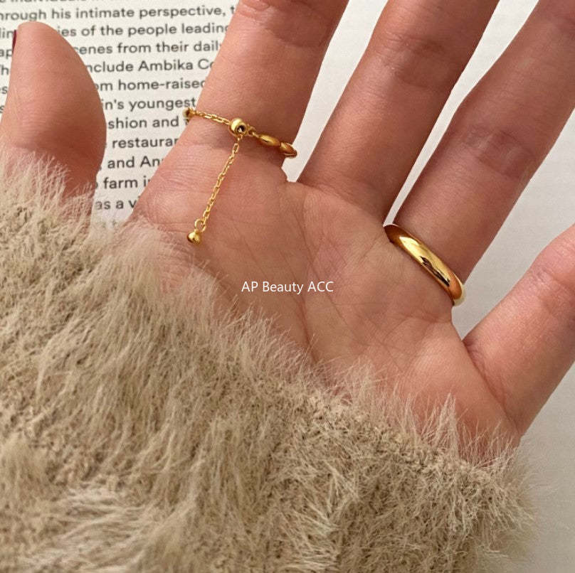 F廠-韓國韓版極簡925純銀 簡約ins潮人同款 橄欖珠戒指「J1621」25.12-1