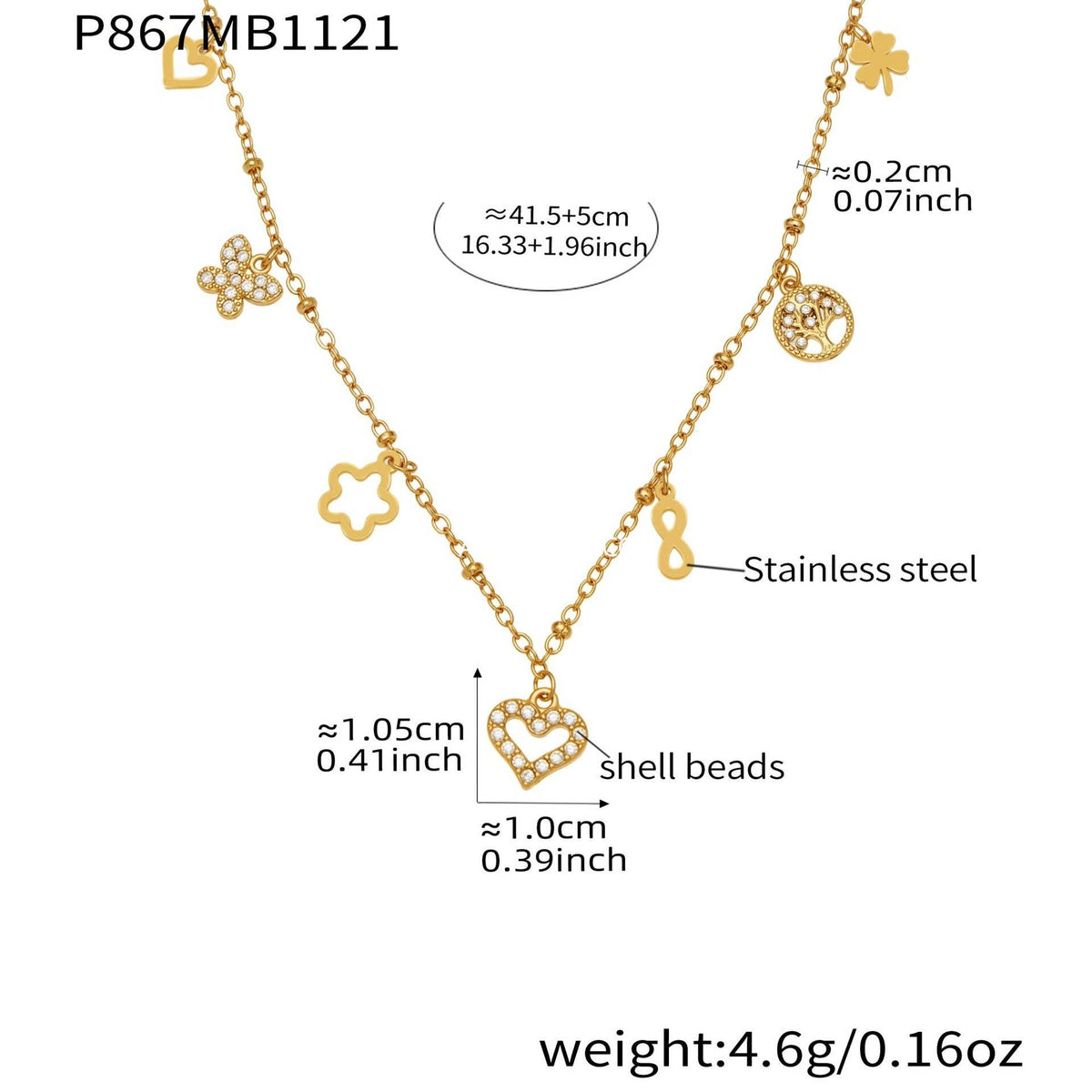 B廠-跨境新款靈動愛心滿鑽鋯石吊墜雙層鎖骨項鍊不鏽鋼鍍18k金「P874」25.11-4