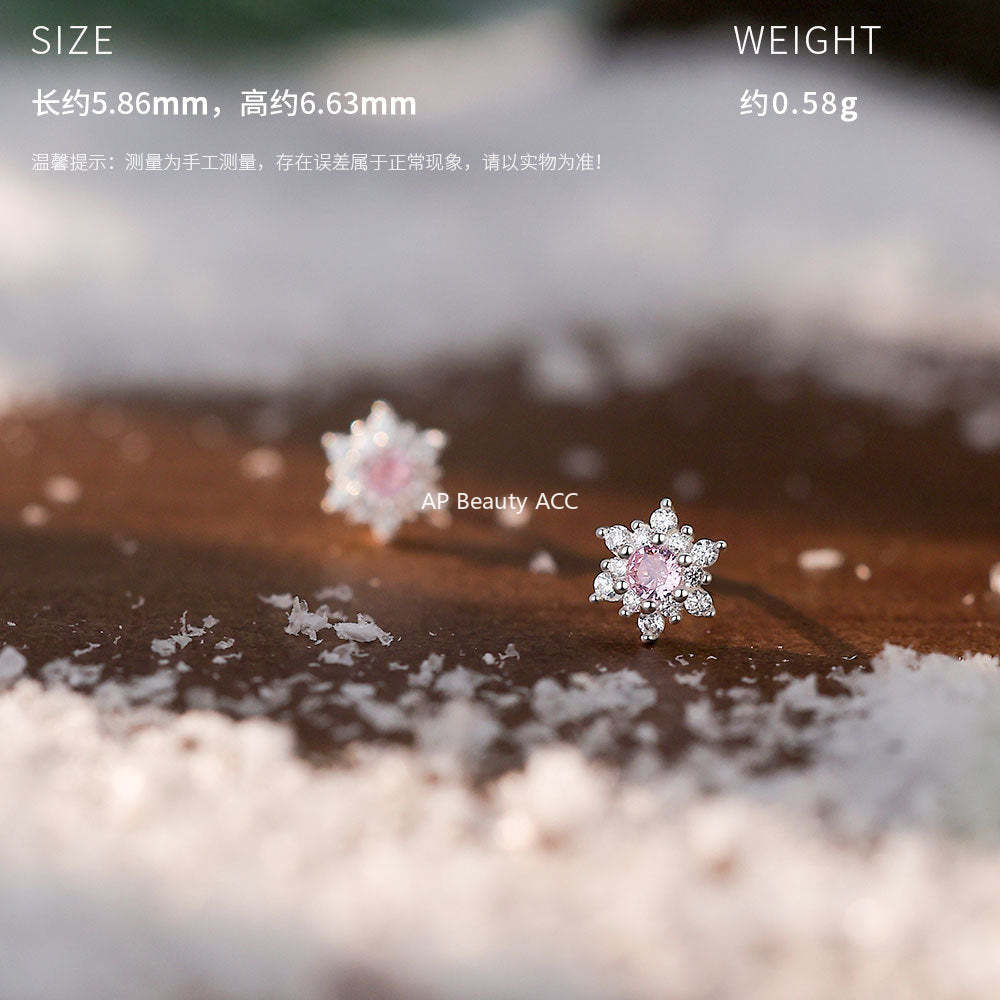 D廠-足銀S999雪花鋯石耳環韓風新款創意甜美風溫柔聖誕養耳洞耳飾批發「YC5733E_2」25.12-3