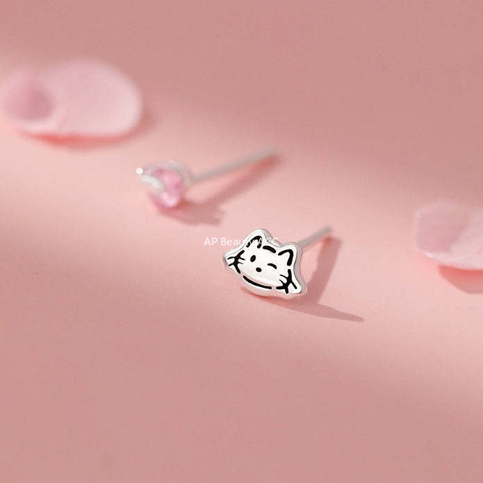 D廠-原創足銀S999貓咪小魚耳環溫柔精緻甜美小巧個性獨特韓風耳飾批發「YC9006E_1」25.12-2