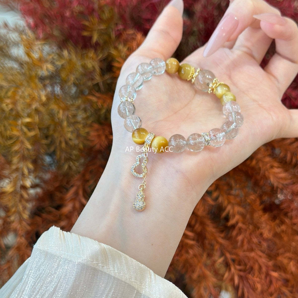 AS廠-新中式天然黃塔晶拼接金虎眼葫蘆手鍊女小眾氣質國風高級疊戴「l2834」25.10-4