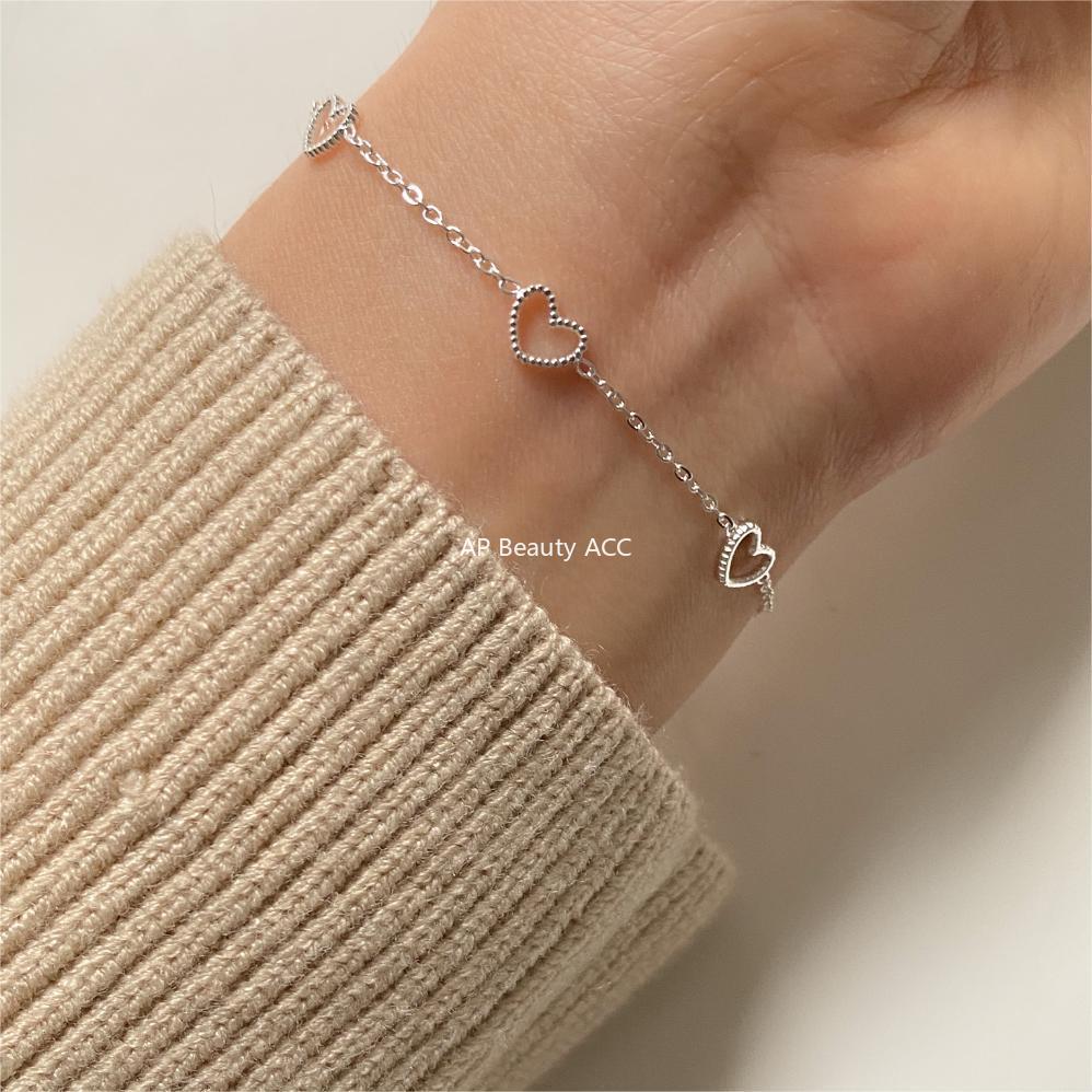 F廠-韓國韓版925純銀愛心手鍊簡約時尚INS小紅書手飾「A358」25.12-2