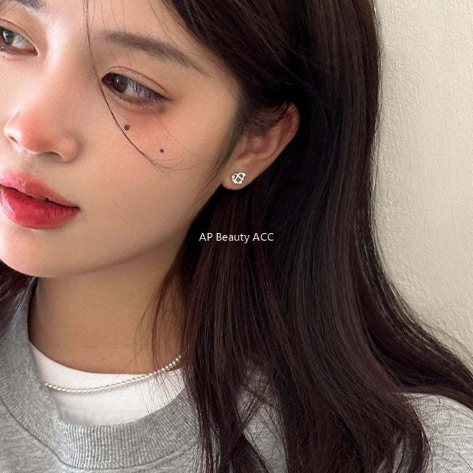 C廠-999純銀鹼水結耳釘女養耳洞小眾設計精緻耳環高級感洗睡免摘耳飾「EH-3307.sj」25.12-1