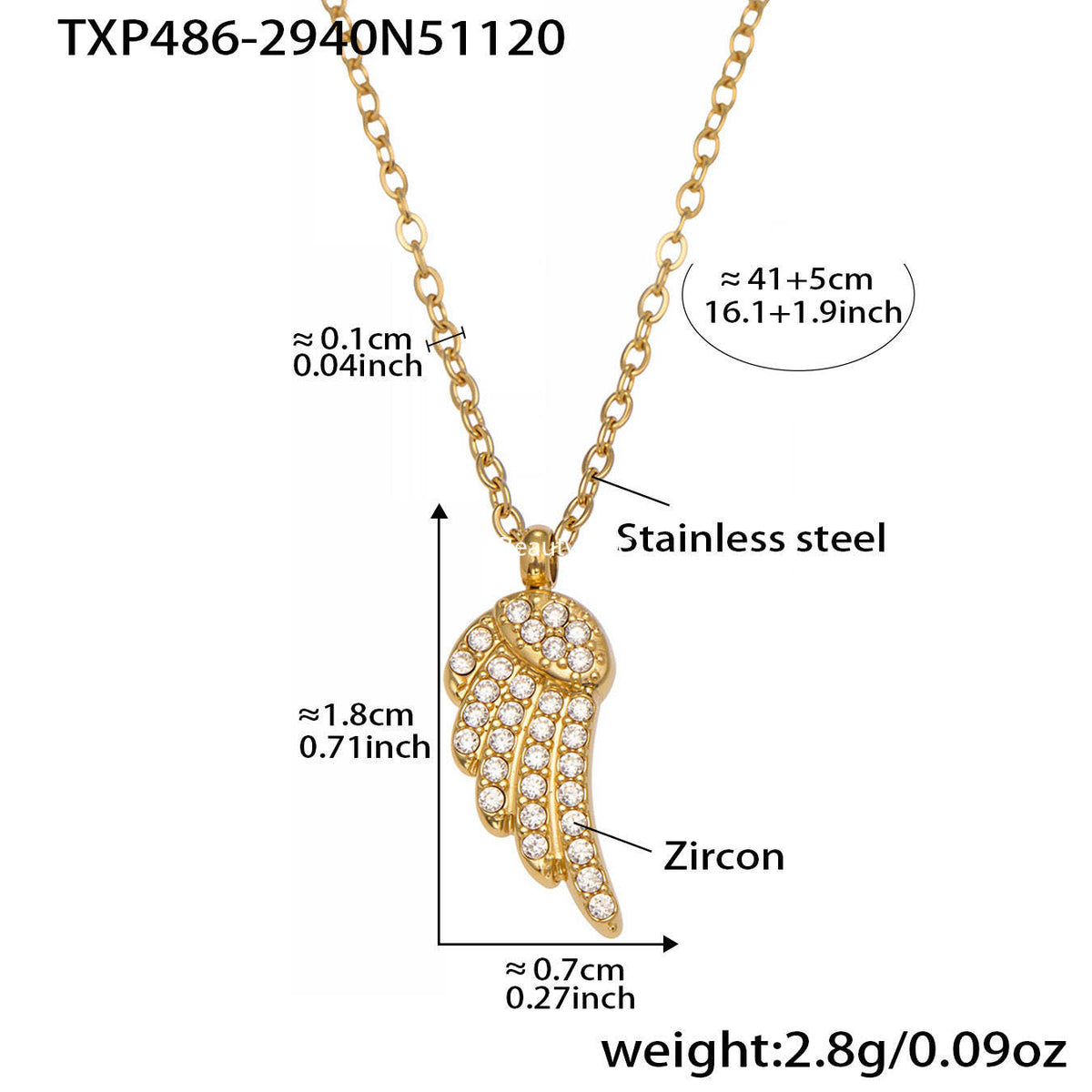 B廠-超閃5A鋯石小翅膀造型手鍊項鍊耳環戒指套裝不鏽鋼鍍18k金「TXP486」25.11-4