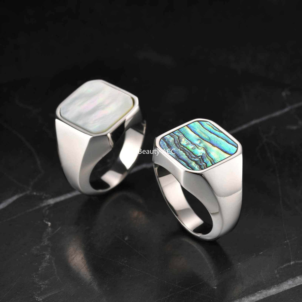 G廠-新款歐美ins風簡約不鏽鋼鮑魚貝白貝鑄造ins 風戒指「RC-207」25.12-3