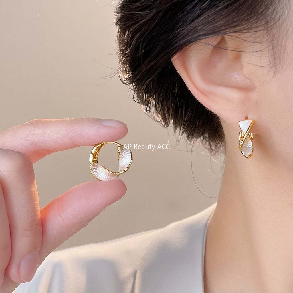 A廠-時尚高級感幾何扭曲空間感手工彩繪百搭通勤新款耳飾工廠耳環飾品「6986」25.10-5