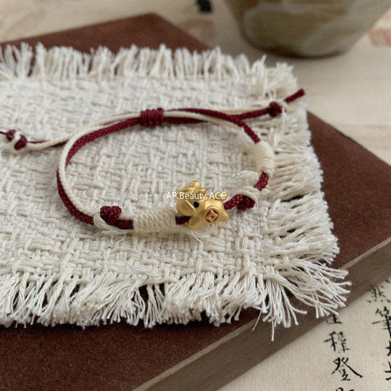 C廠-足銀999馬上有錢花  2026生肖馬 本命年紅繩手鍊錢幣琺瑯編繩手鍊「1631」25.12-3