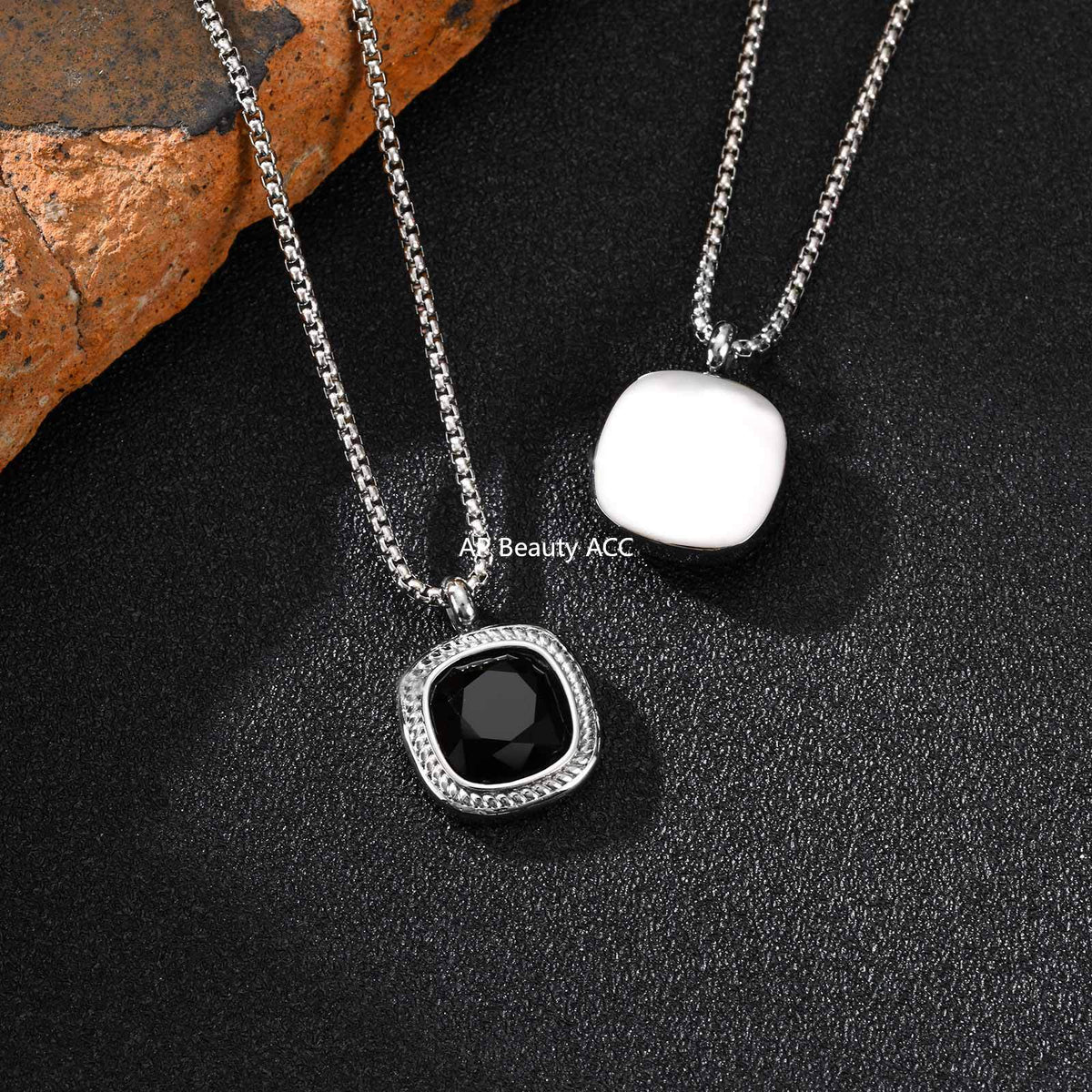 G廠-鈦鋼跨境方形切面吊墜項鍊夏季百搭男士簡約時尚設計感項墜「NC-353」25.11-1