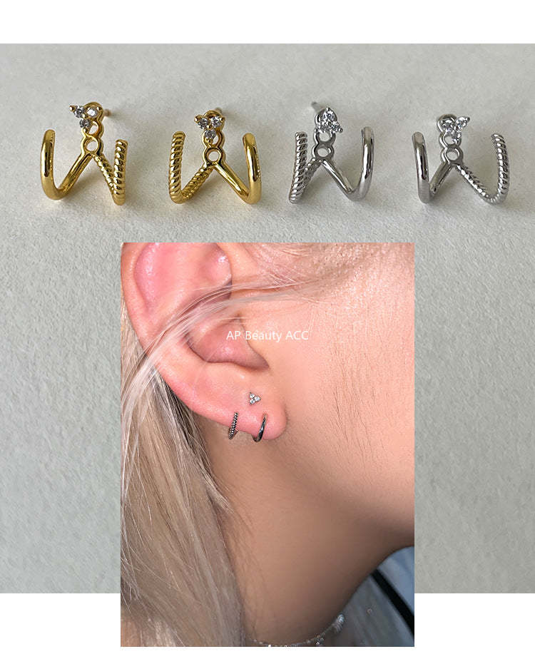 C廠-簡約日常幾何三角鋯石耳釘女韓版氣質冷淡風銀針耳環精緻高級耳飾「EH-4289」25.12-1