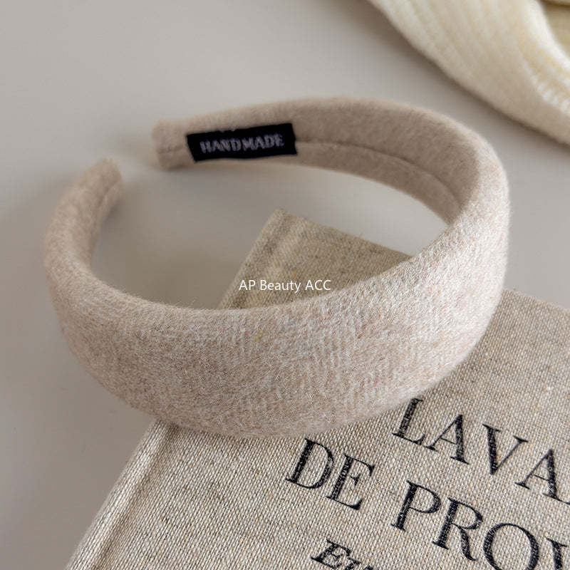 E廠-韓國新款秋冬氣質純色羊毛呢高顱頂寬邊髮箍百搭簡約外出頭箍髮卡「27650」25.11-1