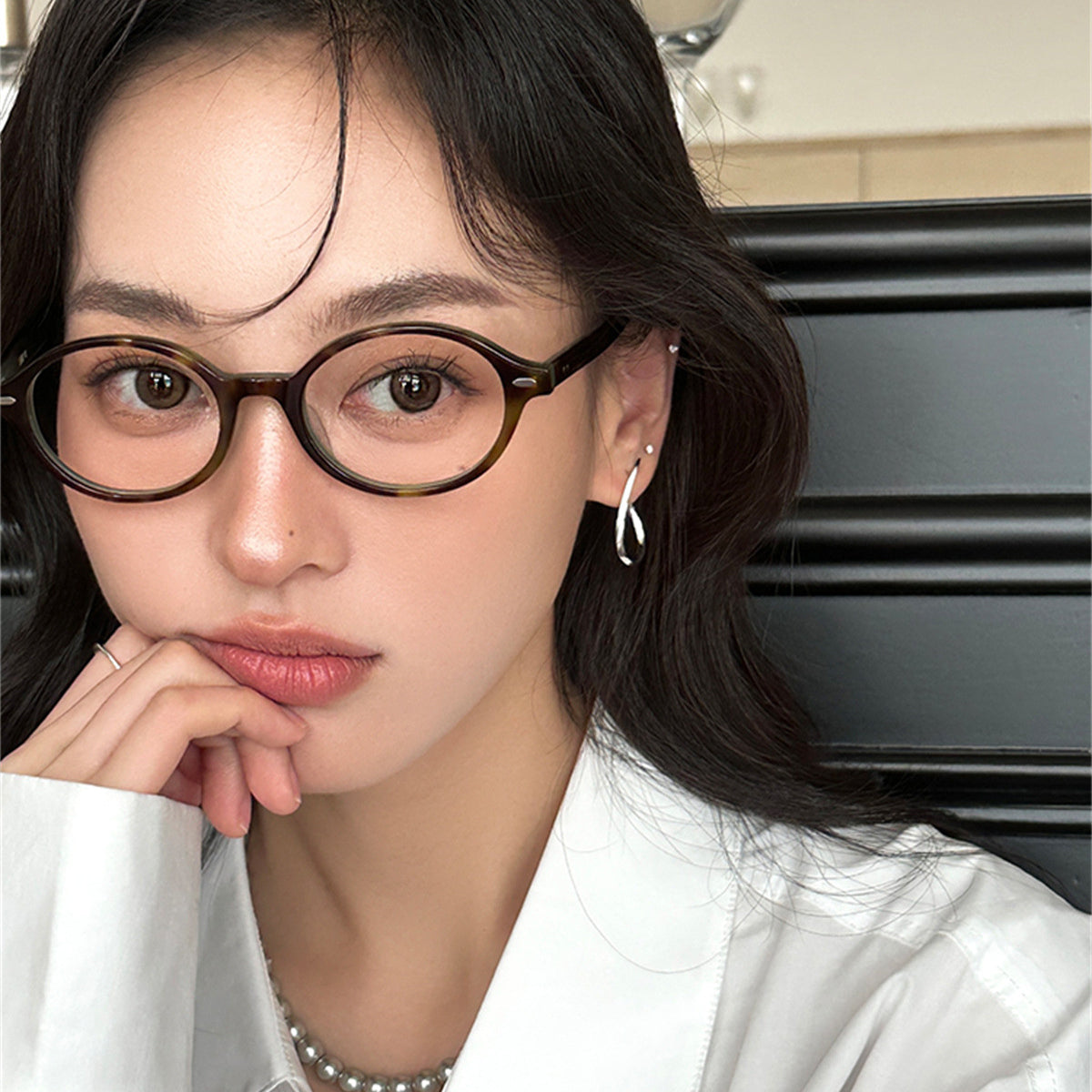 C廠-歐美極簡素圈扭曲耳環女輕奢高級感氣質銀針耳圈百搭小眾時尚耳飾「EH-3759」25.08-4