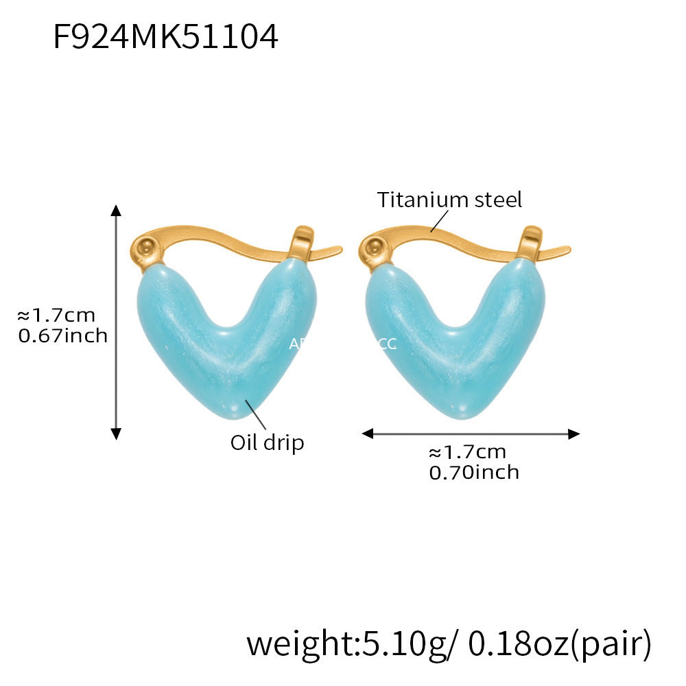 B廠-ins跨境熱銷款不對稱滴油愛心耳環輕奢高質感耳扣鍍18k真金「F924」25.11-2