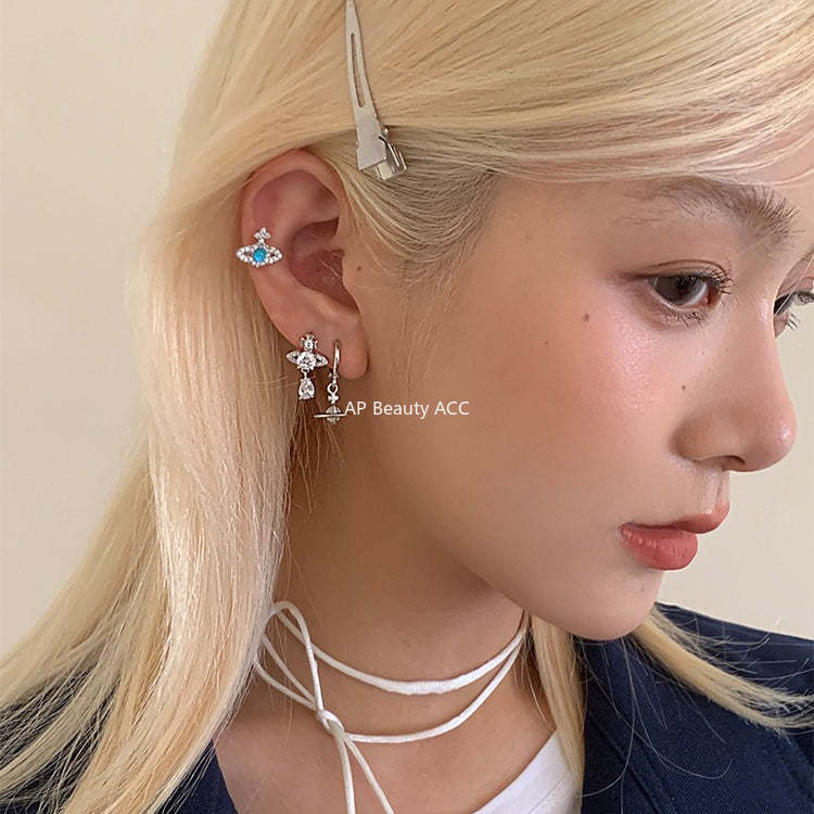 C廠-甜酷風爆閃鋯石星球耳釘鈦合金女高級感個性氣質別針鈦鋼新品耳飾「EH-4347」25.12-1