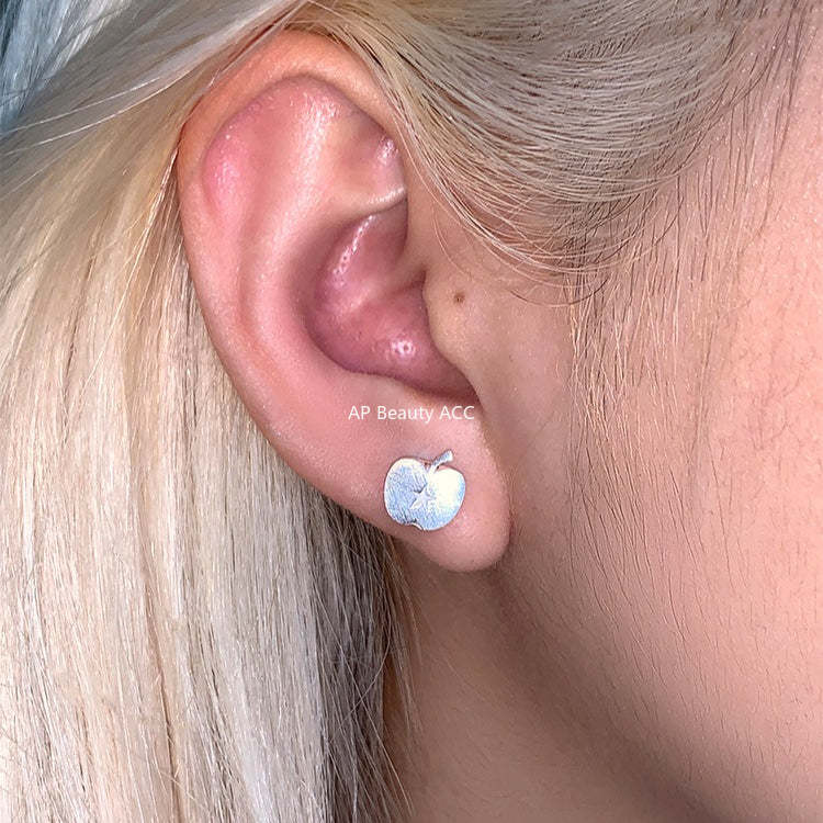 C廠-森系百搭蘋果耳釘女輕奢高級感星星銀針耳環冷淡風秋冬氣質耳飾品「EH-4339」25.11-4