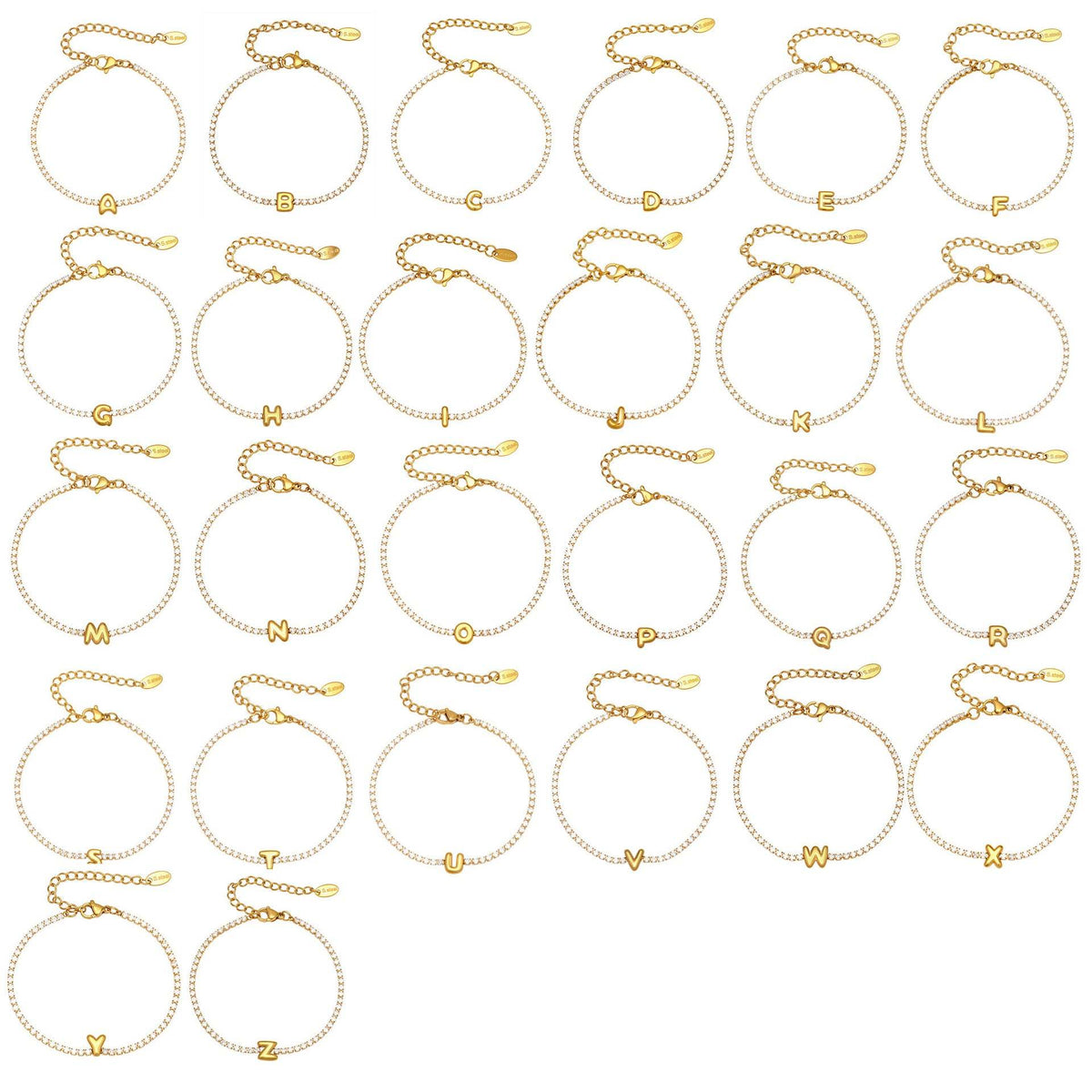 B廠-爆閃爪鑲鋯石26字母手鍊 不鏽鋼鍍18k真金時尚精緻氣質珠寶首飾女「RE023」25.12-3