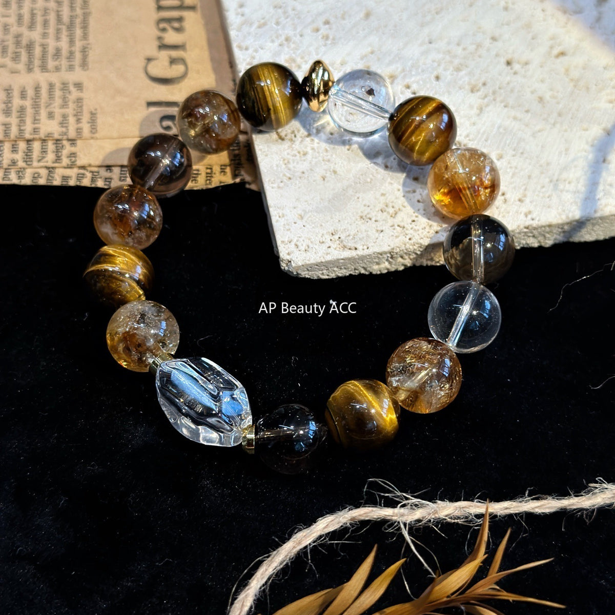 AS廠-天然黃塔晶黃虎眼招財轉運男女生手串美拉德色系小紅書抖音爆「l2972」25.11-1