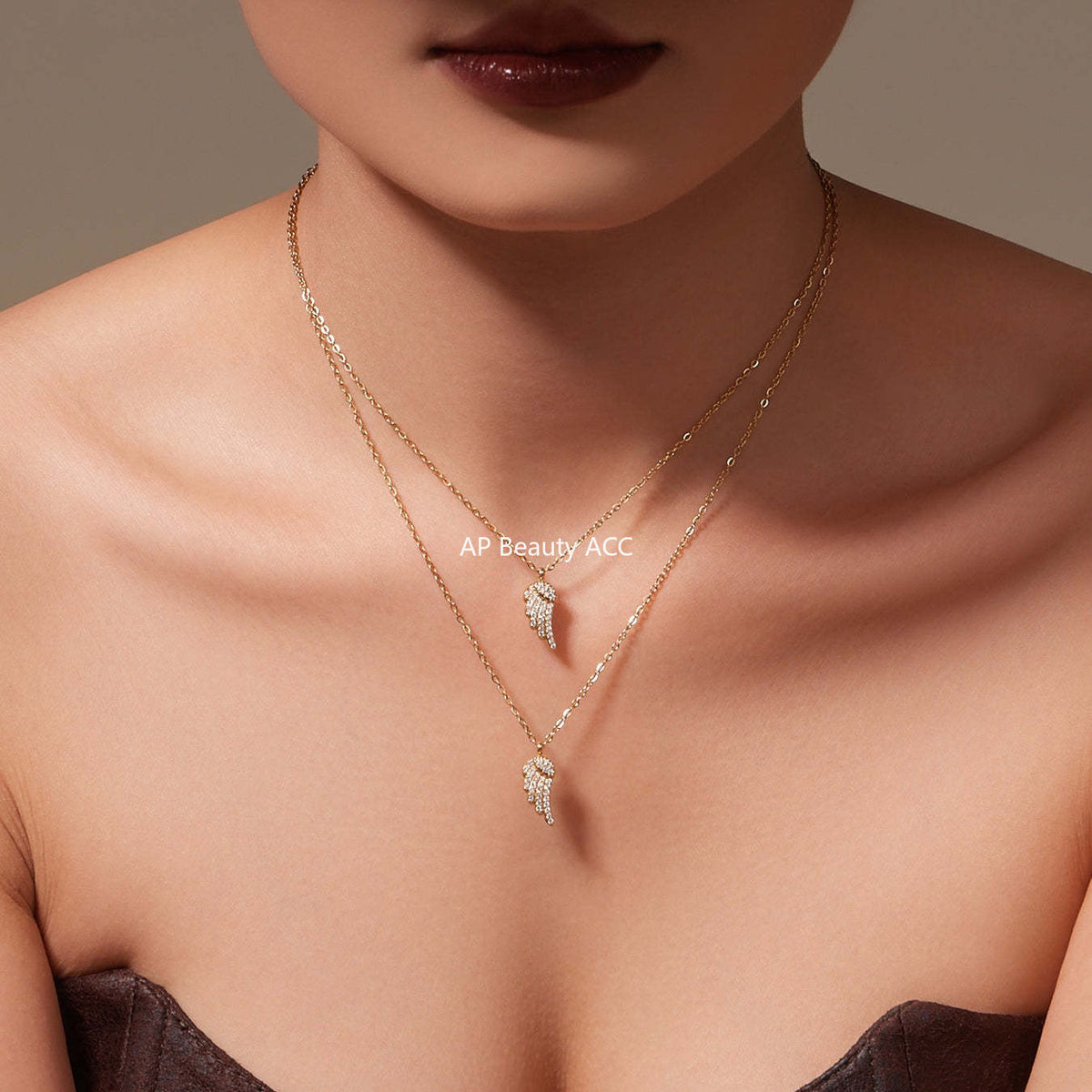 B廠-超閃5A鋯石小翅膀造型手鍊項鍊耳環戒指套裝不鏽鋼鍍18k金「TXP486」25.11-4