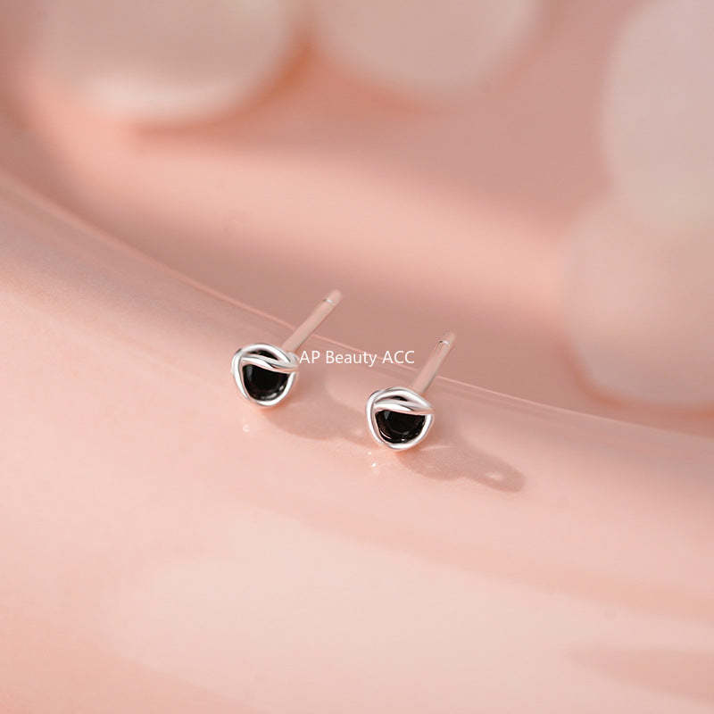 D廠-足銀S999線團耳釘簡約幾何多巴胺新款溫柔輕奢小眾個性耳飾批發「YC10043E」25.12-1