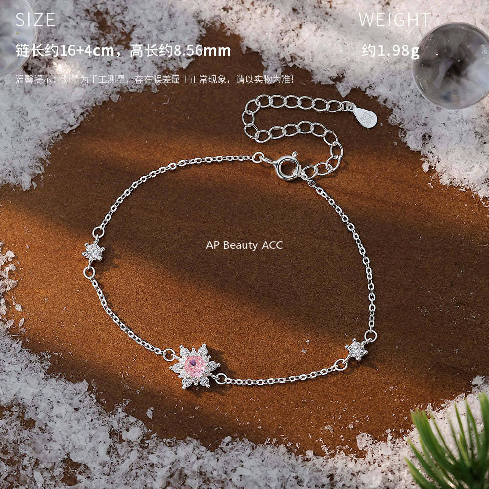 D廠-原創足銀S999雪花鋯石項鍊聖誕耳環時尚輕奢手鍊氣質禮物「YC0938N_1 YC3199R_1 YC4059SL_1」25.12-3