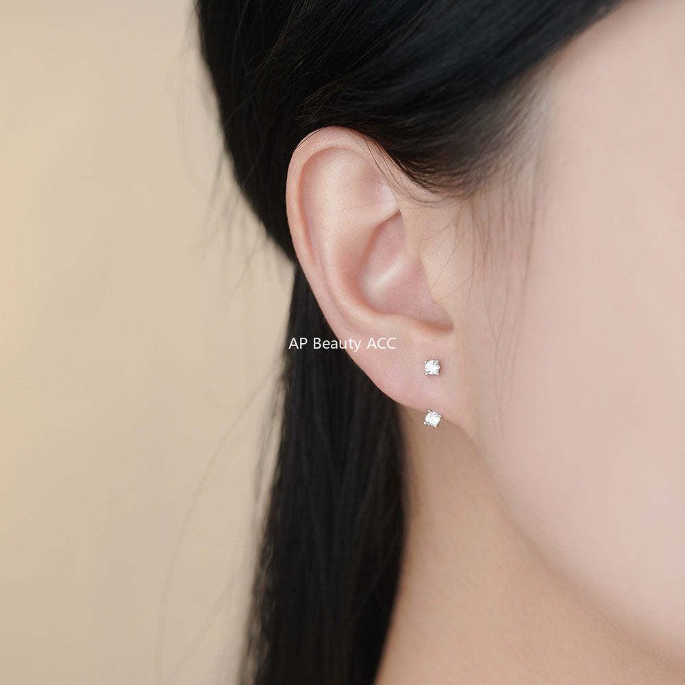 D廠-S999足銀鋯石耳環簡約輕奢兩戴個性睡覺免摘設計感耳飾「YC4580E_1」25.11-4
