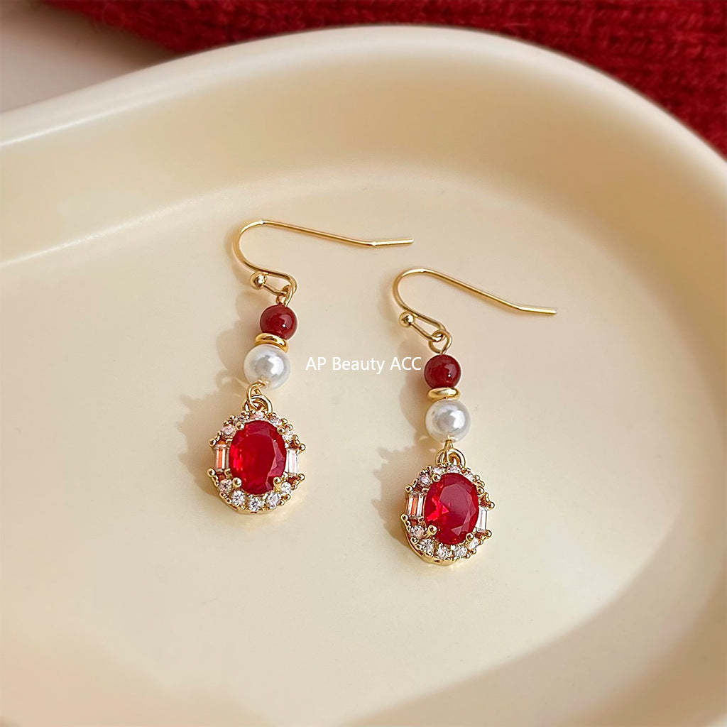 A廠-滿鋯石文藝復古中古風長款流蘇手工藝設計感新款工廠耳飾耳環飾品「7028」25.11-1