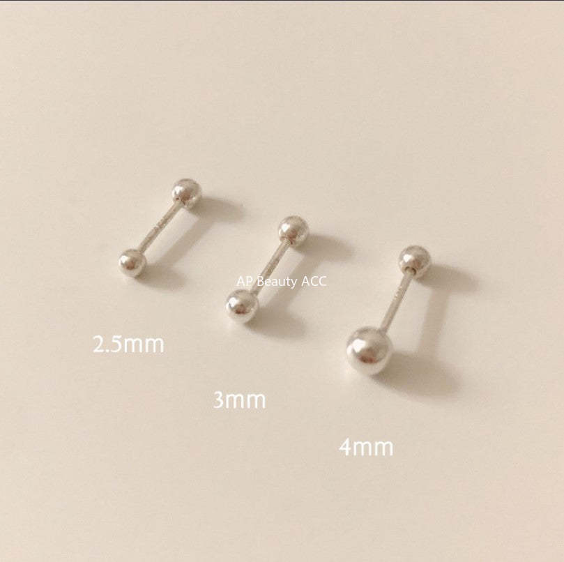 F廠-歐美韓國925純銀耳釘冷淡風圓珠耳環耳扣耳飾「C876」25.12-1