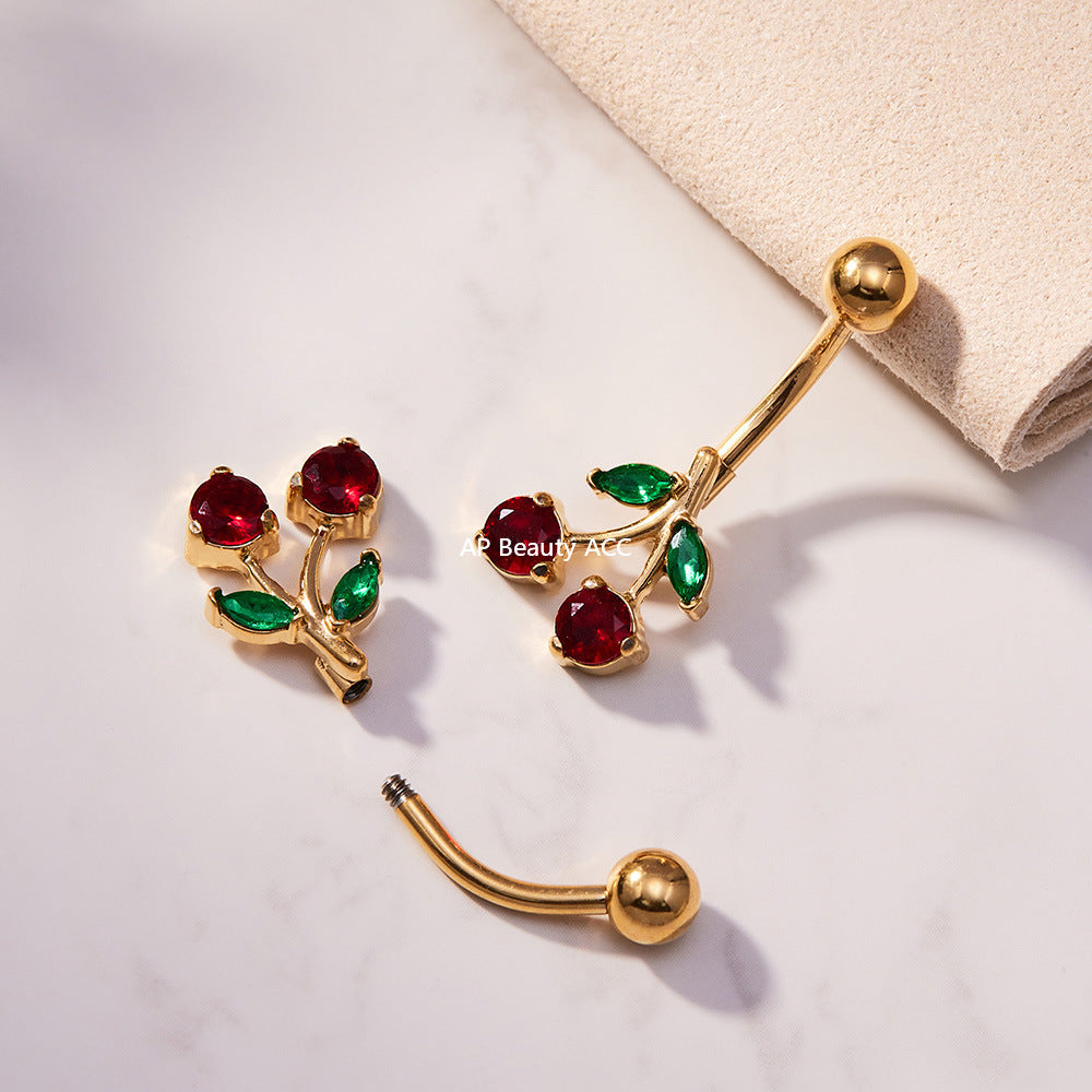 B廠-超閃5A鋯石愛心水滴造型肚臍釘不鏽鋼18k鍍金歐美穿刺飾品「H001」25.11-2