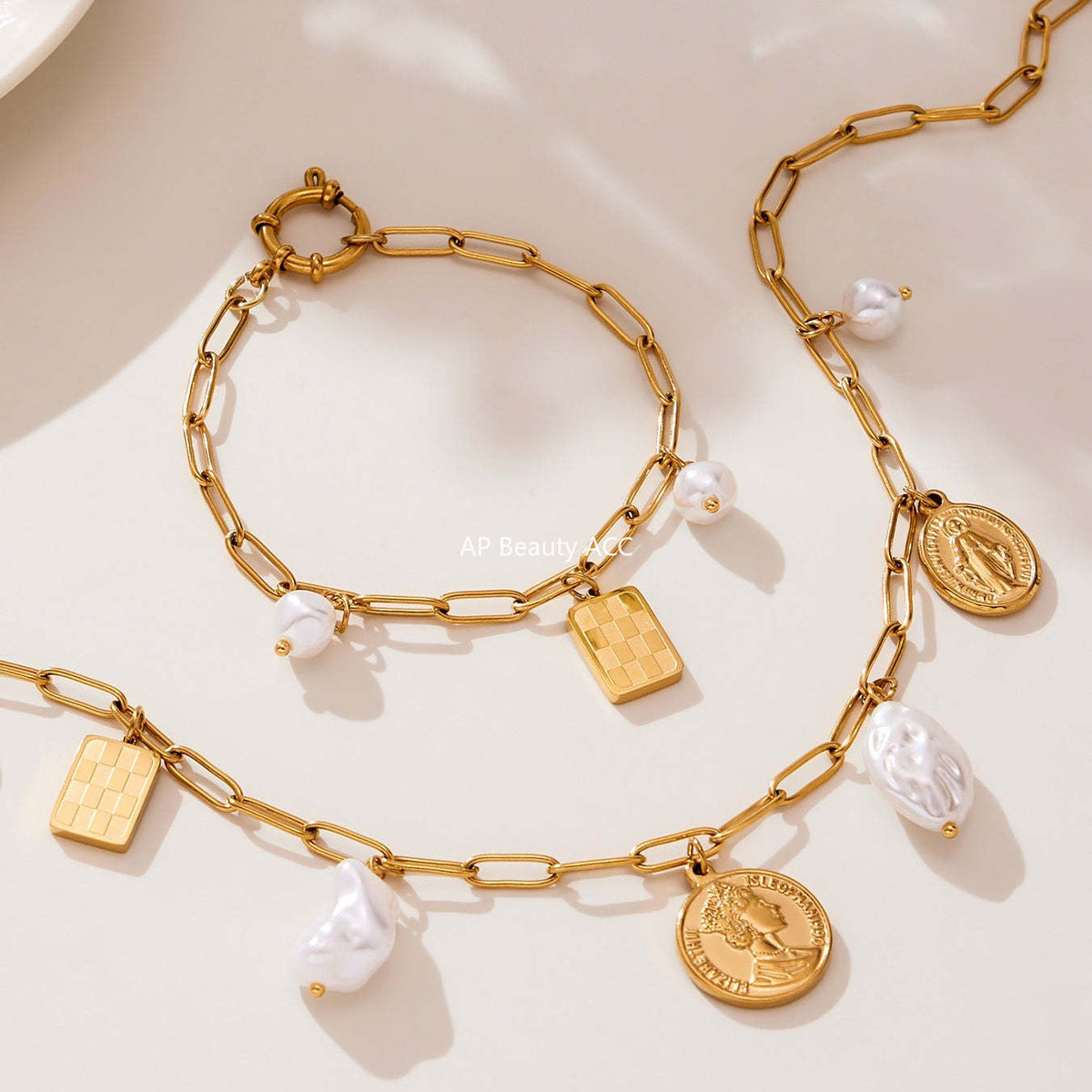 B廠-不鏽鋼異形膠珠圓牌女王DIY多配件珠寶扣手鍊項鍊飾品套裝「TXP456」25.10-5