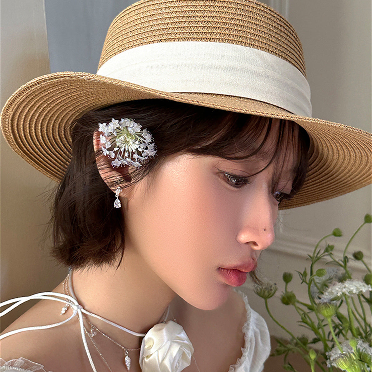 C廠-森系小香風珍珠耳釘女輕奢高級感水滴鋯石銀針耳環百搭日常耳飾「EH-4036」25.08-4