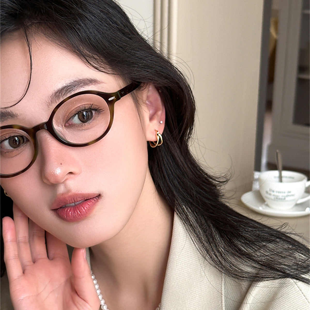 C廠-歐美復古氣質雙層疊戴風銀針耳環簡約小眾爆款耳飾輕奢高級感耳扣「EH-3779」25.09-1