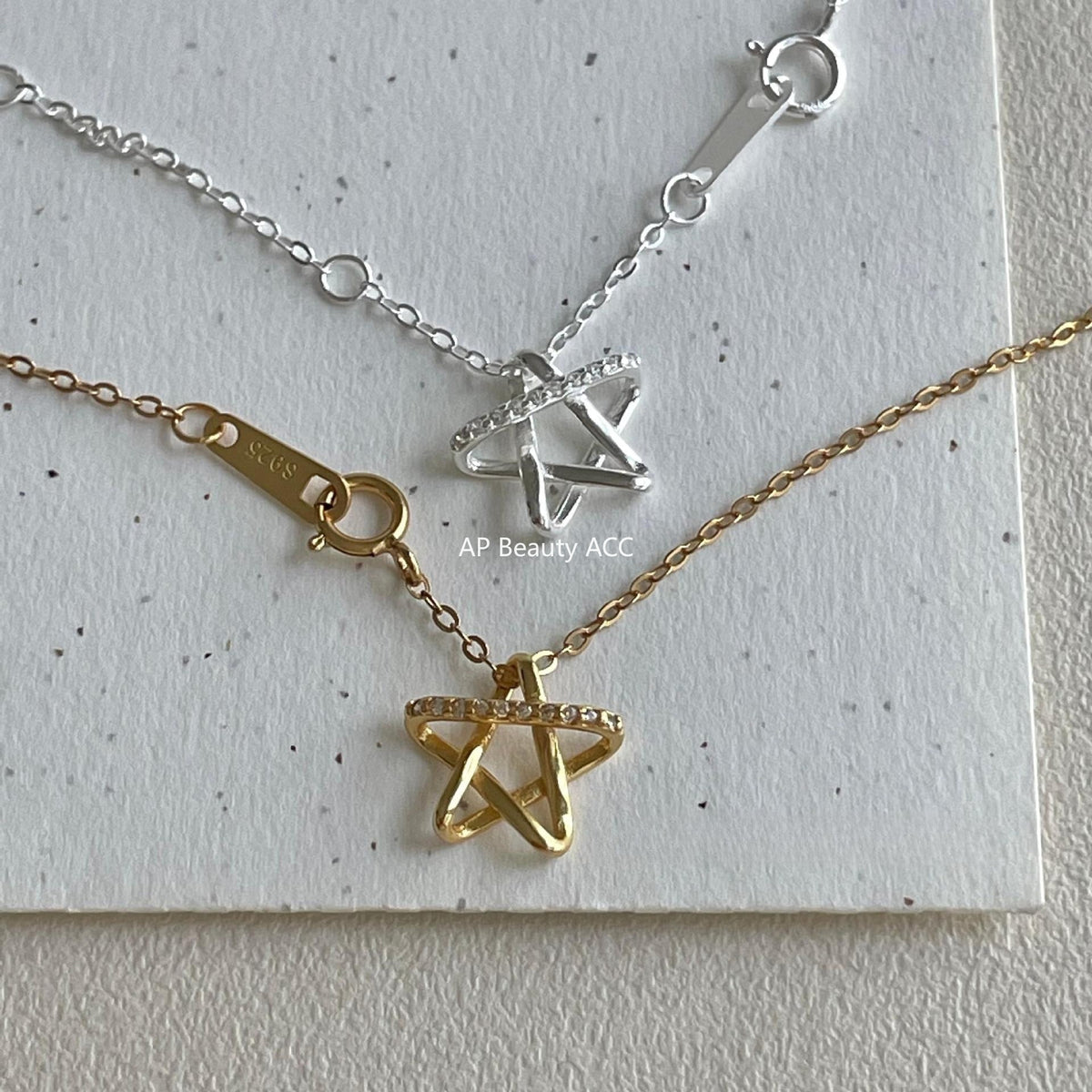 F廠-韓國韓版925純銀鋯石星星項鍊簡約氣質ins小紅書項鍊「B1381」25.11-1
