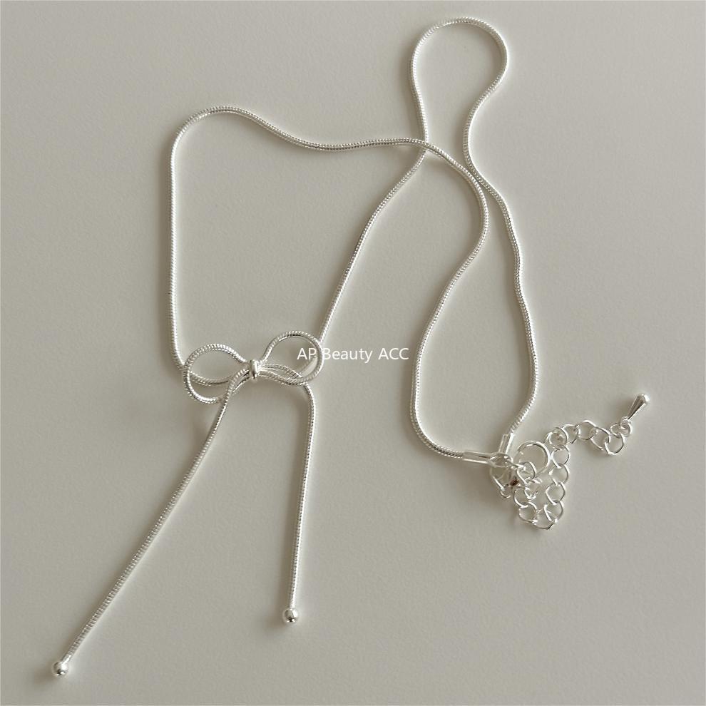 F廠-韓國韓版925純銀蝴蝶結蛇骨項鍊簡約ins網紅小紅書項鍊「B1190」25.12-2